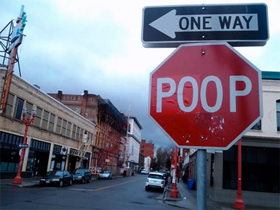 Poop Stop Sign Vandalism