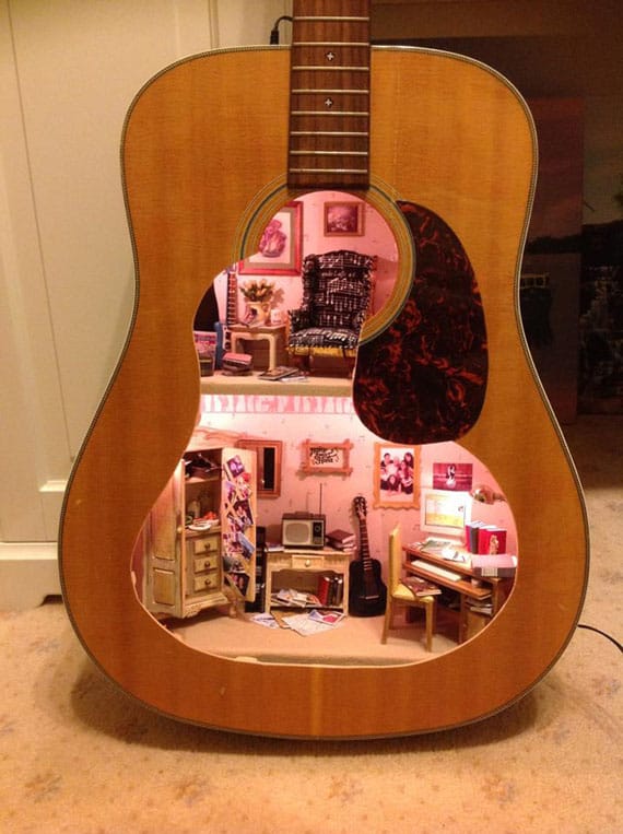 A Dollhouse Built Inside A Guitar