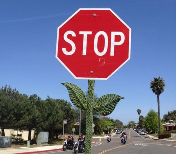 Stop Sign Knitted Flower