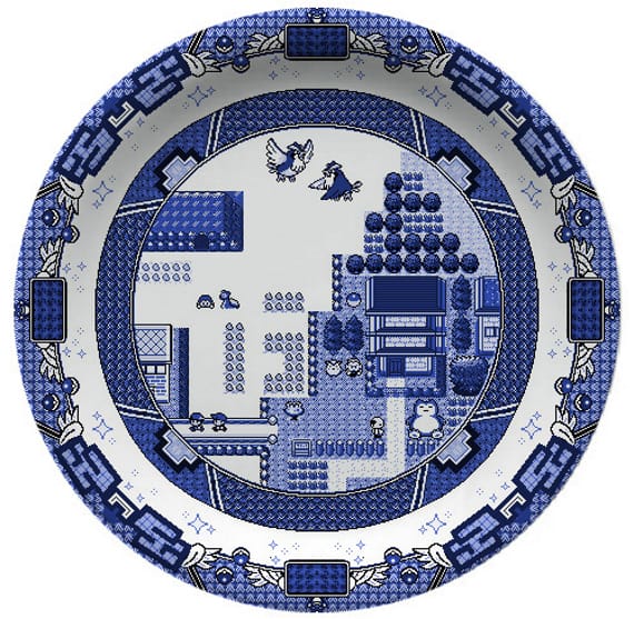 Video Game Themed Willow Pattern Plates