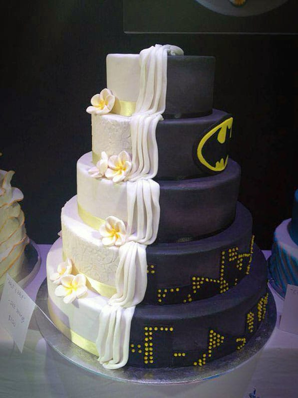 1/2 Batman 1/2 Regular Wedding Cake