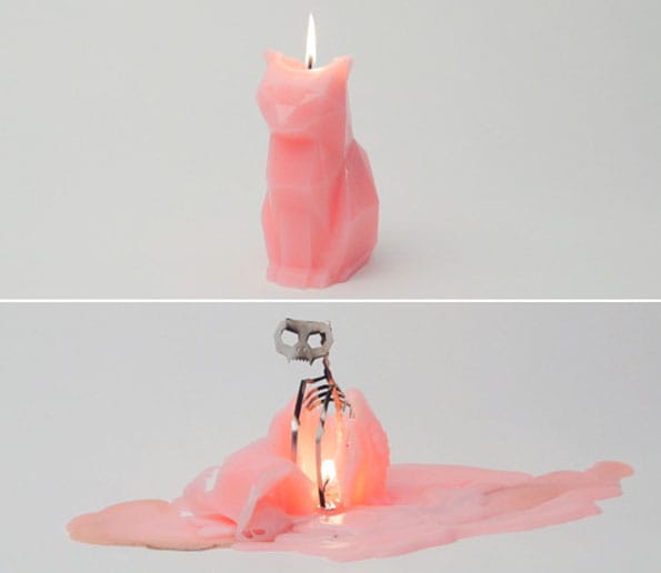 Cat-Turns-Skeleton Candle