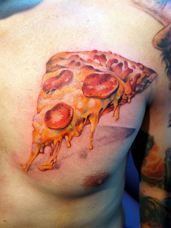 Yummy 3D Pizza Tattoo