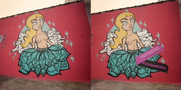 Topless Graffiti Gets Mastectomies for Breast Cancer Awareness