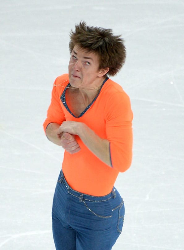 Figure Skaters Mid-Spin, Funny Face