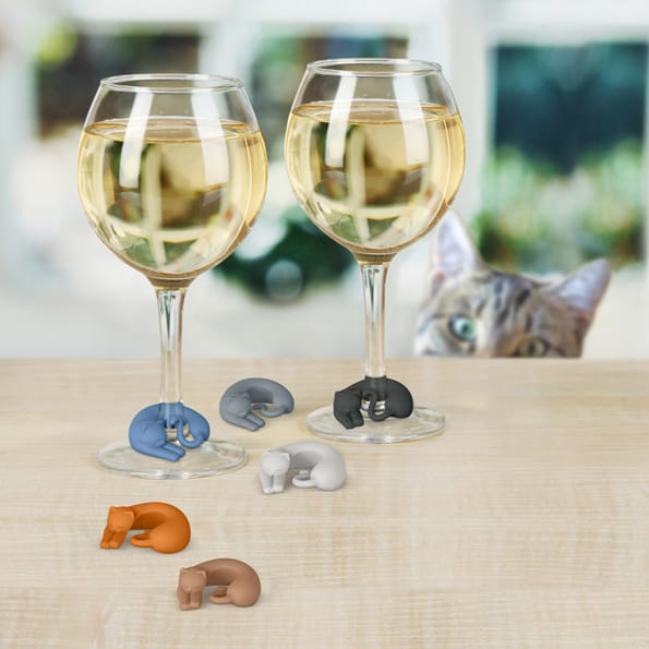 Cat Lady Winos Will Love These Curled-Up Cat Wine Markers
