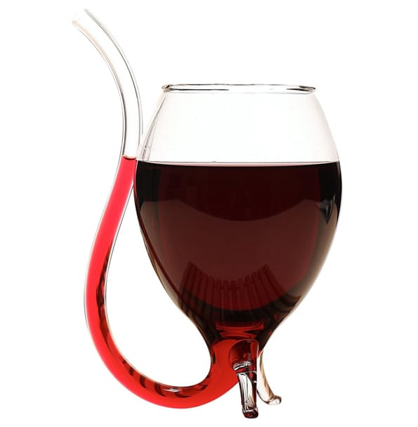 A Wine Glass With A Built In Straw Because You're Classy