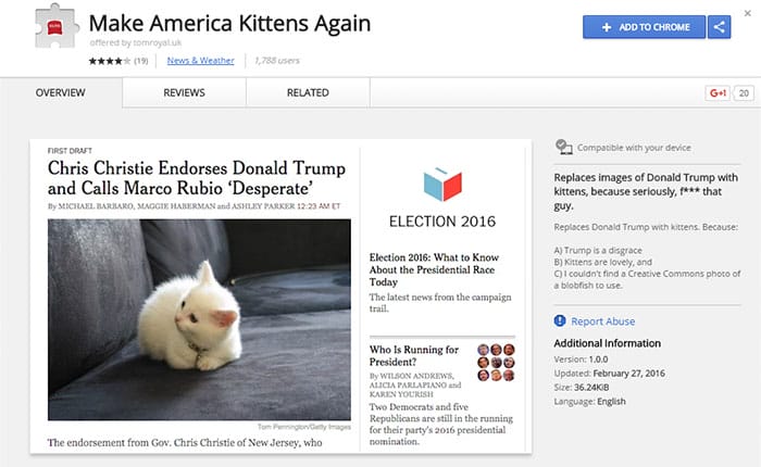 A New Chrome Extension Replaces Trump With Kittens