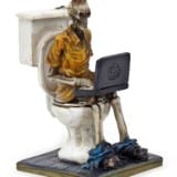 Laptop Workaholic Geek Toilet Skeleton Statue