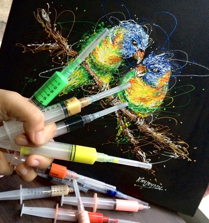 Nurse Uses Syringes To Paint In Her Free Time