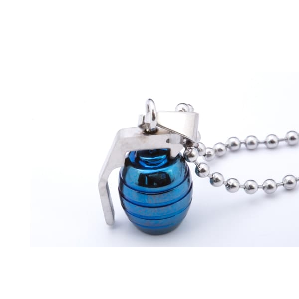 Military Style Fashion : HAND GRENADE PENDANT NECKLACE in BLUE