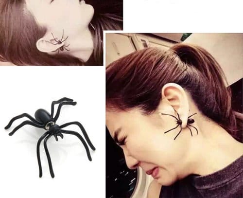 Halloween Black Spider Ear Stud Earrings Jewelry