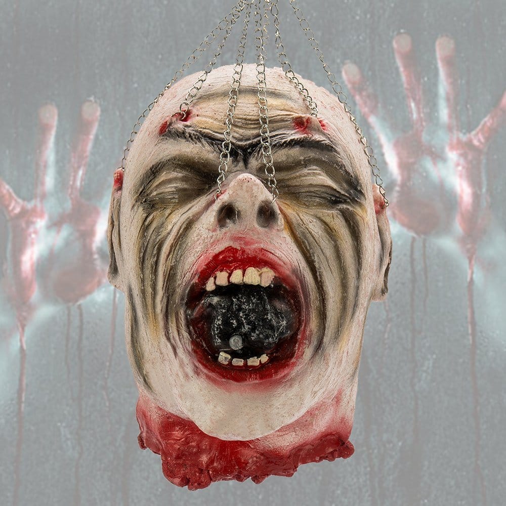 Halloween Severed Head Cut off Corpse Head Props Hanging Bloody Gory Latex Zombie