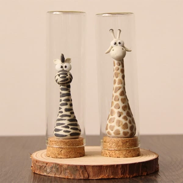 Ceramic Zebra & Giraffe Figure