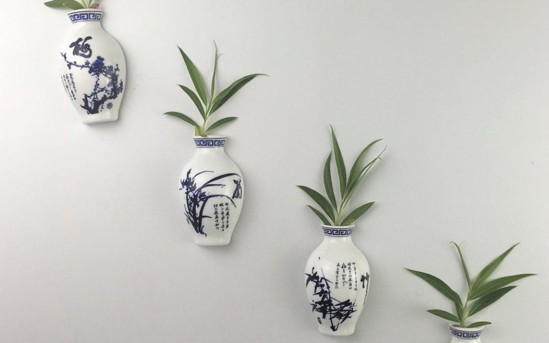 Grow Plants in Oriental Ceramics Vase Refrigerator Magnets