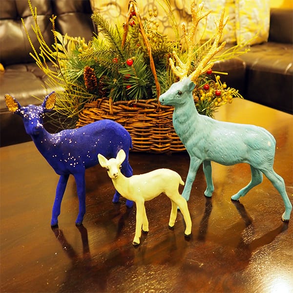 Holiday Decor Flocked Deer Family