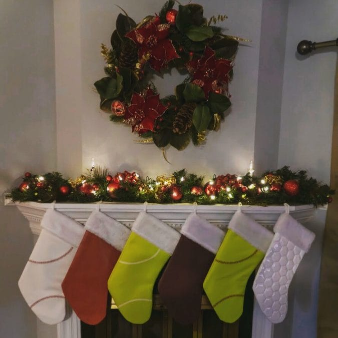 Christmas Stockings & Other Gifts made from actual sports ball materials