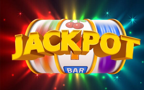 Slot machine wins the jackpot. Online casino banner. 777 casino background