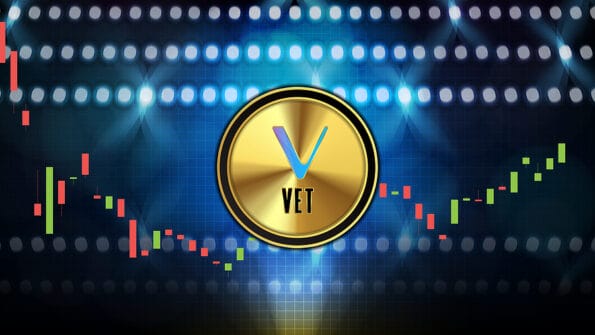 abstract futuristic technology background of VeChain (VET) Price graph Chart coin digital cryptocurrency