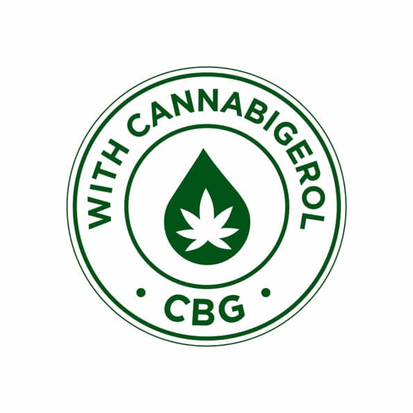 With Cannabigerol CBG icon. Green and round symbol.